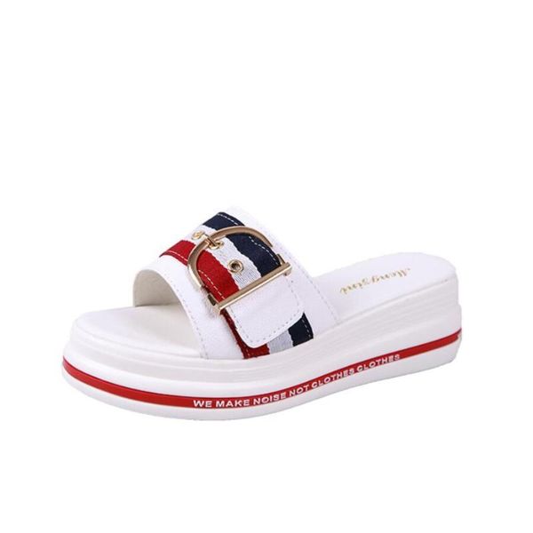 

zapatos de mujer 2021 summer designer women wedge slides lightweight cool beach platform slippers fish mouth flip flops, Black