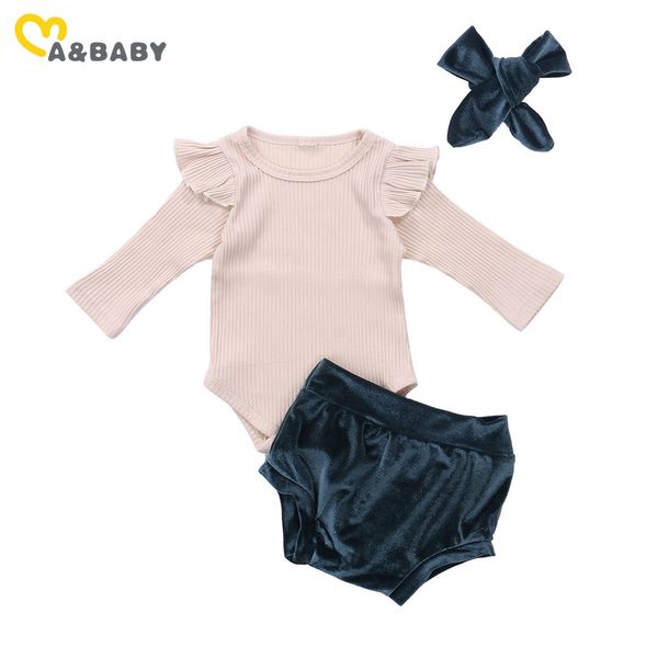 

0-18m christmas born infant baby girl clothes set knitted ruffles romper green velvet shorts autumn outfits xmas 210515, White