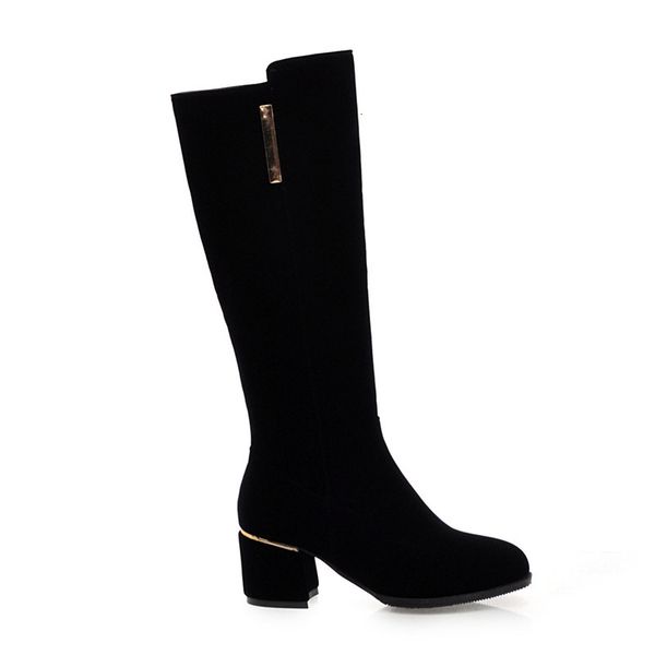 

asumer autumn winter round toe zip shoes women black mid-calf boots more size 34-48