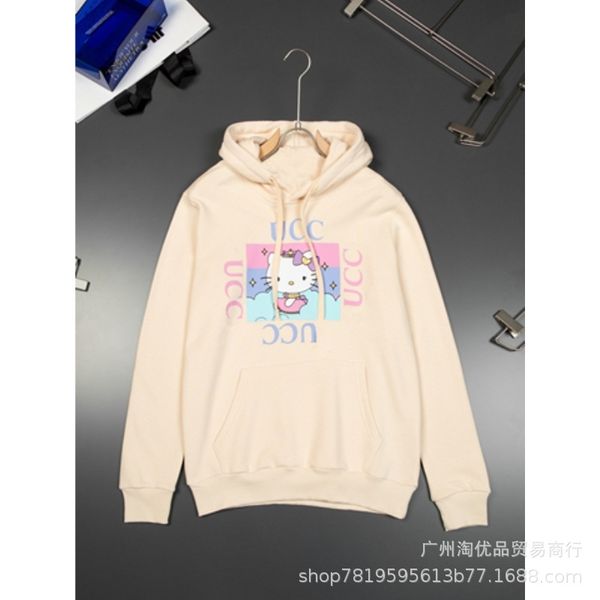 

g2021 autumn and winter new quartet kitty cat hooded sweater cartoon kitten loose couple sweater, Black
