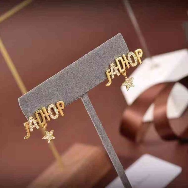 

70% off dijia diamond studded tassels ins super star same letter earrings, Golden