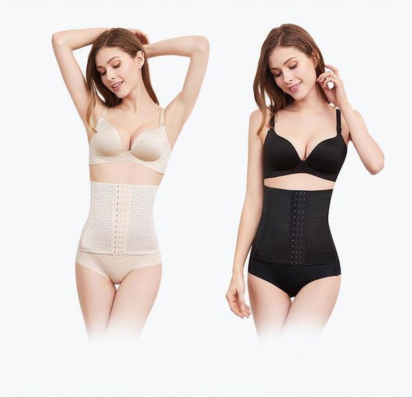 

2019 women's clothing hollow mesh elastic three row button abdominal band post partum waist binding molding waist sealing waist clip SSY01, White
