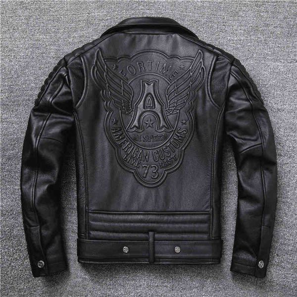 

men's leather & faux new genuine jacket really natural cowhide motorcycle style jackets moto slim coat plus size 5xl ebbv de33 xm1, Black