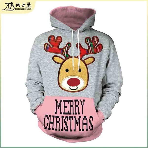 

2021 autumn christmas sweater casual hooded top, Black