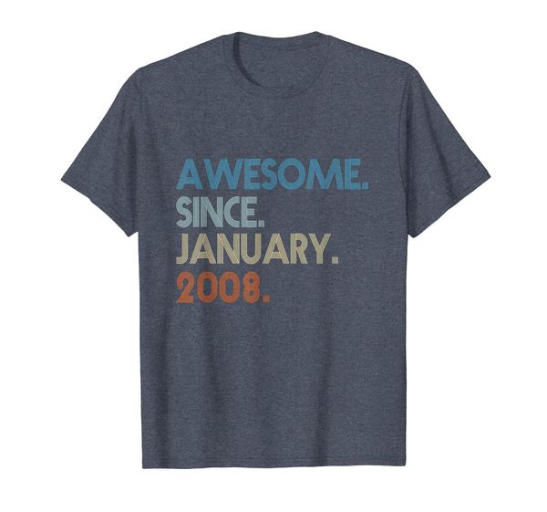 

awesome since january 2008 t-shirt, White;black