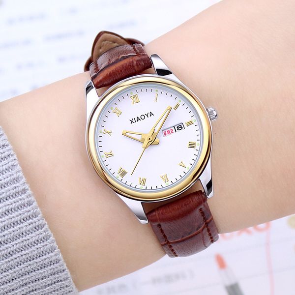 

automatic movement watch women's calendar luminous waterproof korean chaogang couple men's non mechanical, Slivery;brown