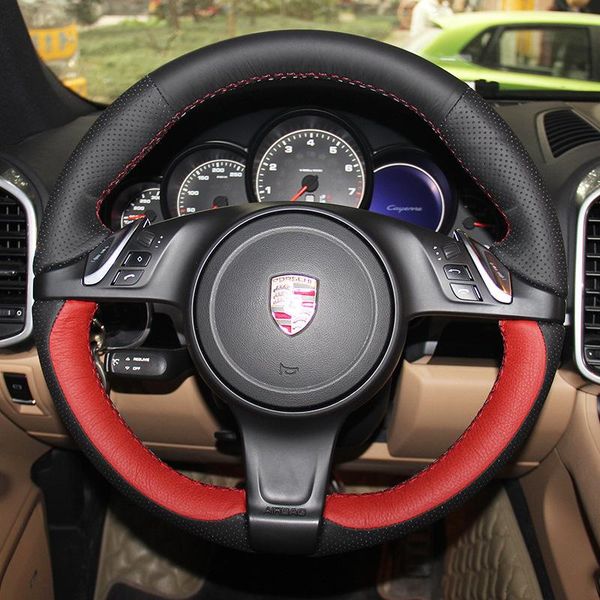 

steering wheel covers diy hand-stitched suede leather car cover for panamera macan 718 911 auto accessories