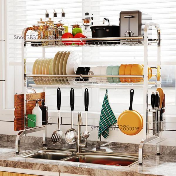 

kitchen storage & organization 304 stainless steel sink shelf receiving tray dish drain rack