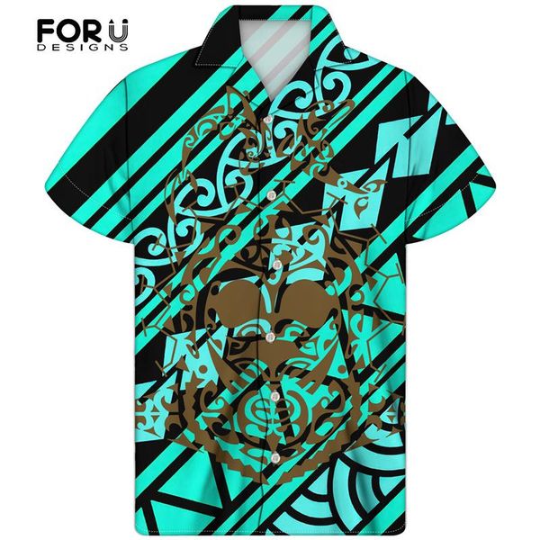 

men's casual shirts forudesigns colorful polynesian samoan stripes printed men loose short sleeve shirt breathable fashion large size, White;black