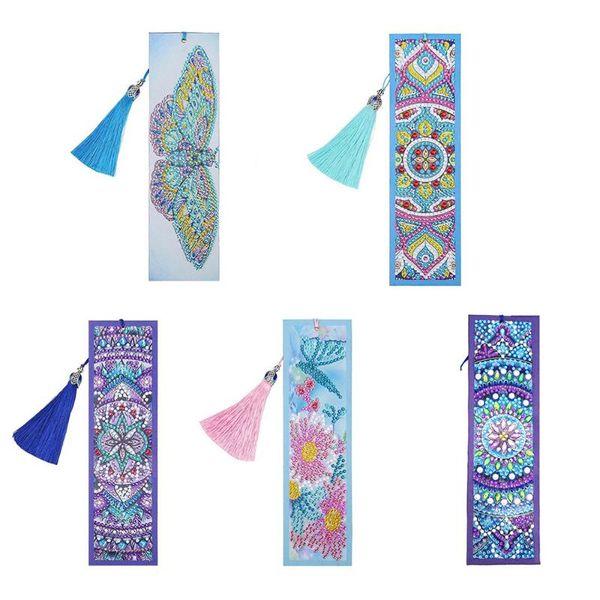

bookmark diamond painting 5d diy special shaped art mosaic leather tassel book marks embroidery cross stitch