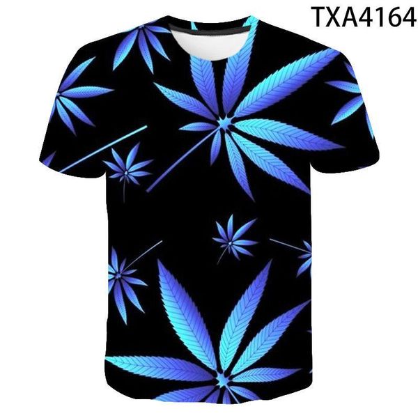 

men's t-shirts 2021 summer green leaf 3d printing t-shirt men and women short-sleeved fashion boys girls kids tee 110/6xl, White;black