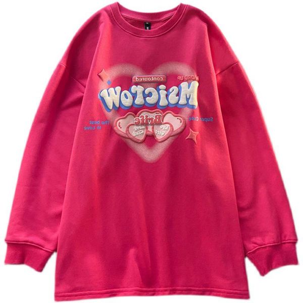 

women's t-shirt women love printed sweater oversized long sleeve o neck pullover fashion korean loose casual autumn spring female clot, White