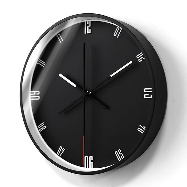 

black modern wall clock metal frame nordic living room decoration creative luxury watch mute movement mind gift zegary clocks