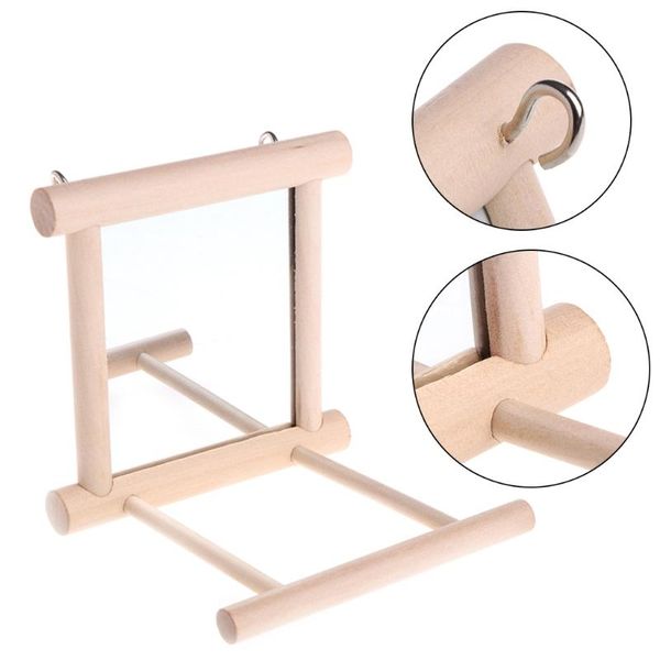 

other bird supplies 1pc pet mirror wooden play toy with perch for parrot budgies parakeet cockatiel conure finch lovebird