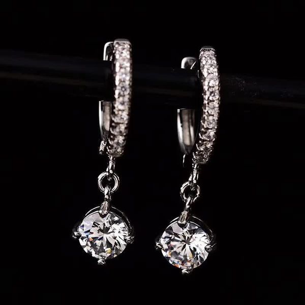 

s925 sterling silver drop real moissanite white d color 0.5ct diamond earrings for women fine jewelry, Golden