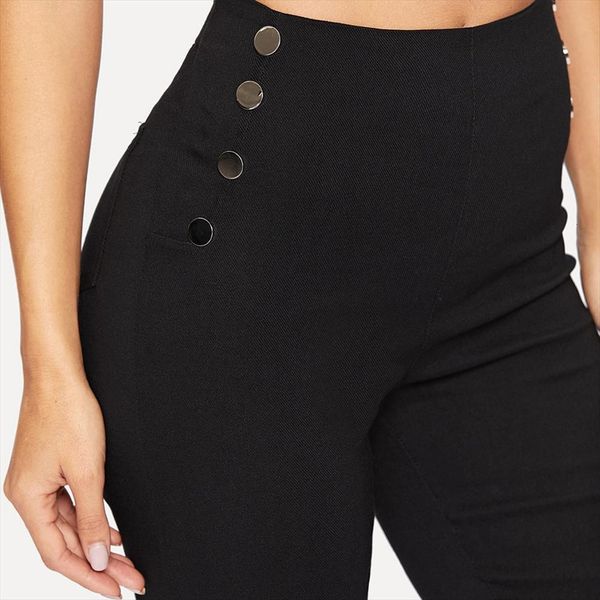 

black pencil spring fall womens pant slim office high waist trousers pantalon femme, Black;white