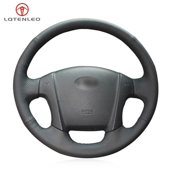 

steering wheel covers lqtenleo black pu artificial leather diy hand sew car cover for kia sportage 2 2004-2013