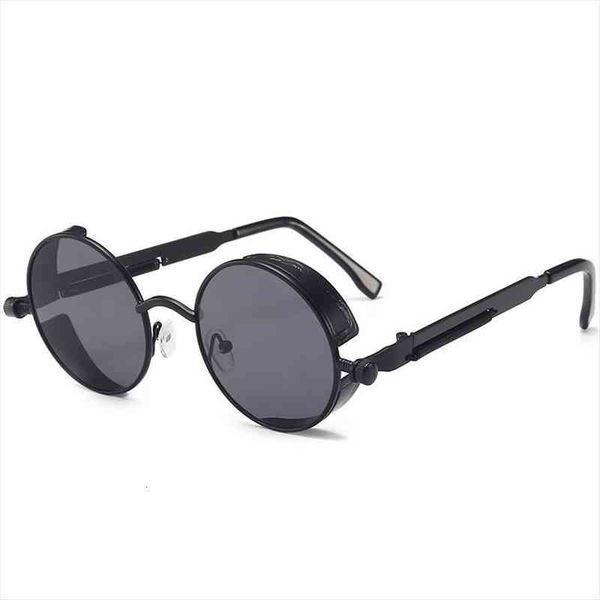

classic gothic steampunk style round sunglasses men women brand designer retro metal frame sun glasses, White;black