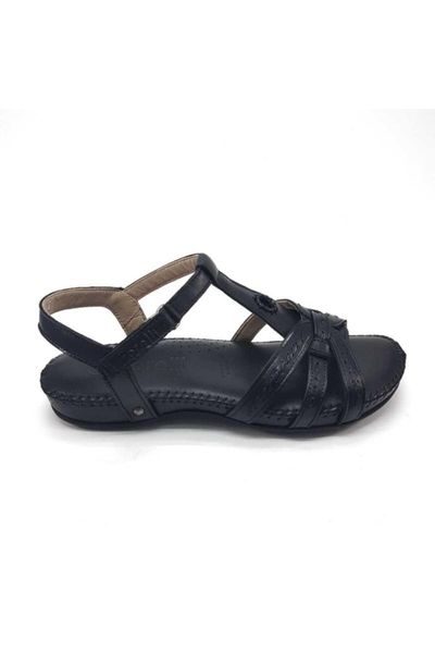 

sandals anatomical leather black flat shoes 23109