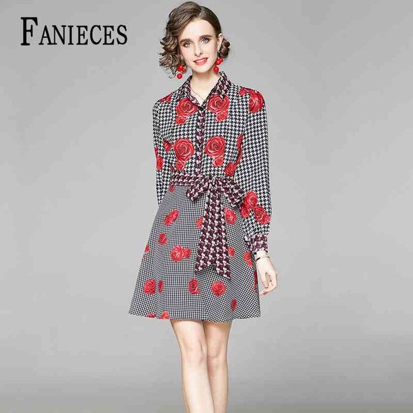 

luxury women print long sleeve dress casual bandage mini a-line dresses party summer feminias vestidos female 210520, Black;gray