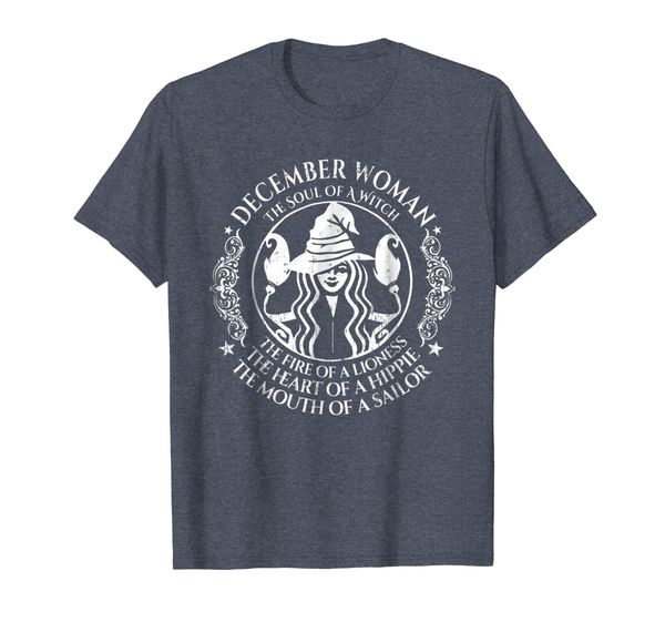 

december woman the soul of a witch tshirt, White;black