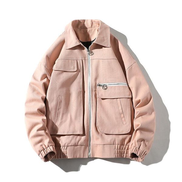 

men's jackets mens jacket fashion turn-down collar zipper solid men outdoors casual clothes streetwear loose multi pocket coat, Black;brown
