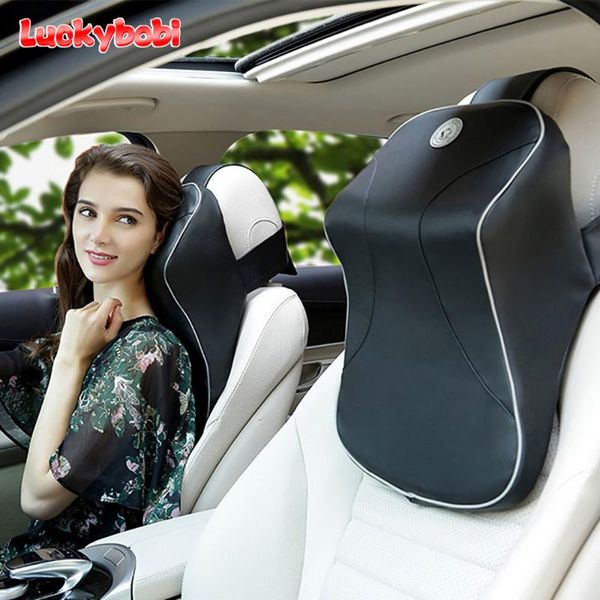 

seat cushions car pillow 3d memory pu leather neck breathable head support rest headrest cushion warm for winter accessories