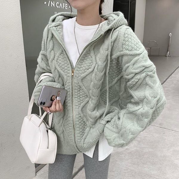 

women's knits & tees ins korean harajuku vintage twist sweater fashion casual preppy style female long-sleeved cardigan jacket coat, White
