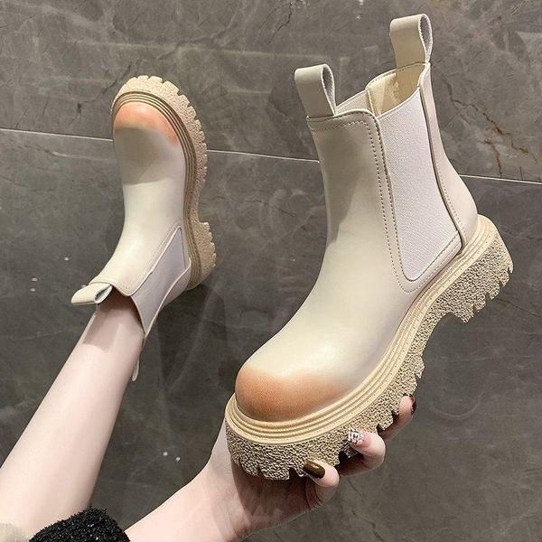 

spring and autumn boots ladies white gothic shoes ankle women winter thick-soled black fashion snow