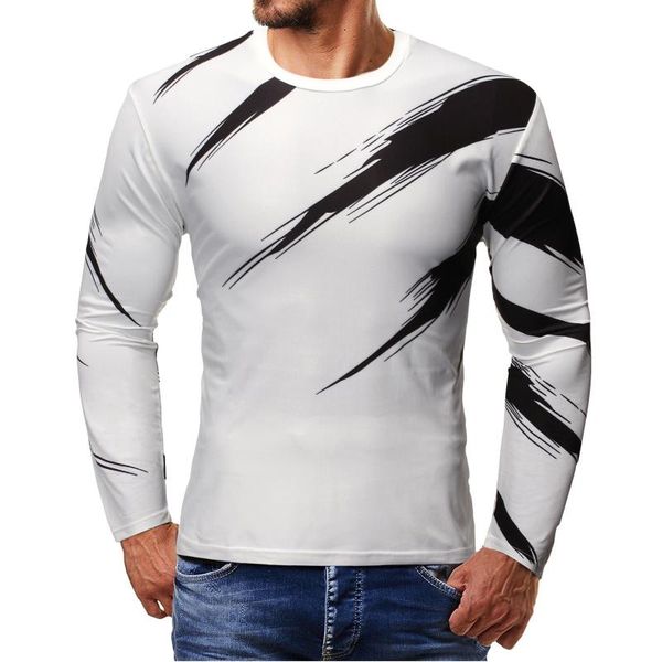 

men's t-shirts men spring long sleeve printed o neck t shirt tee outwear casual workout breathable t-shirt fashion sports crack tshirt, White;black