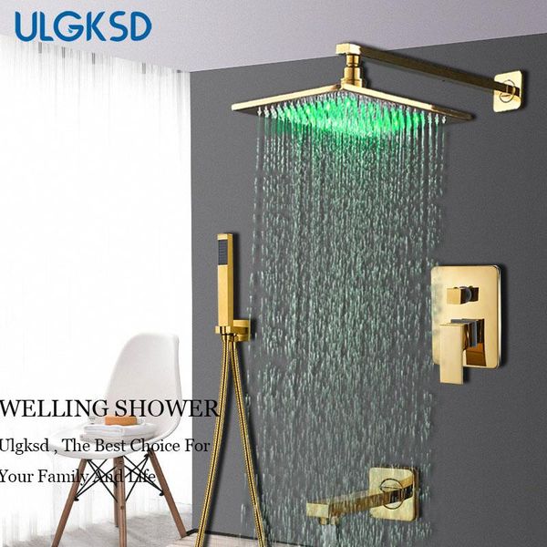 

bathroom golden shower faucet set led color wall mount single handle and cold water mixer tap para sets