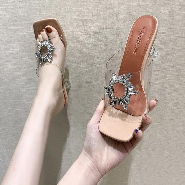

sandals gladiator transparent women crystal pointy toe high heels shoes woman perspex spike heel back strap pumps leisure pvc gjq1, Black