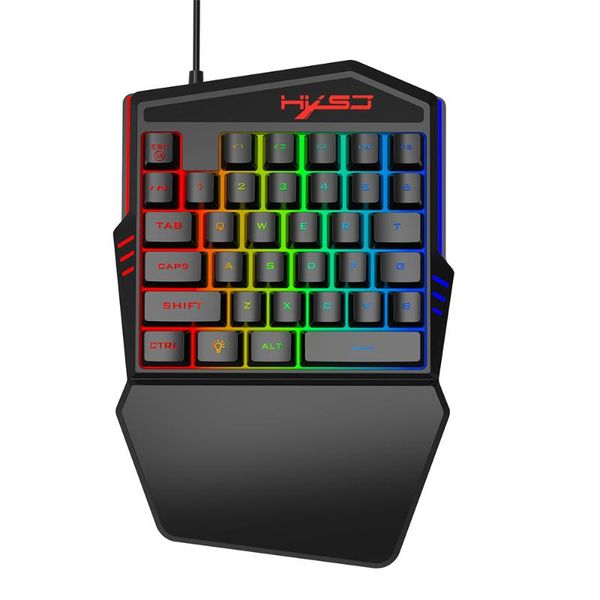 

keyboards hxsj one-handed membrane keyboard 35 keys with backlight single hand gaming ergonomic and anti-ghost button