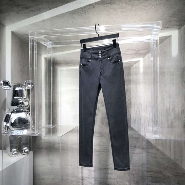 

washed high grey autumn winter women's waist pants, Blue