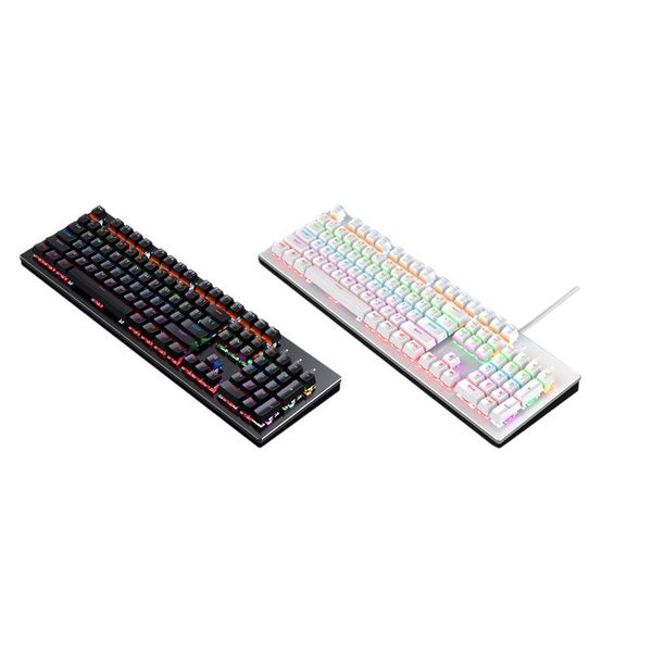 

leaven k880 mechanical gaming keyboard led rgb rainbow backlit wired for windows pc (104 keys) keyboards