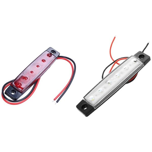 Faróis de carro 2x 24v 6 SMD LED luz de caminhão de caminhão lateral lâmpada de marcador vermelho branco