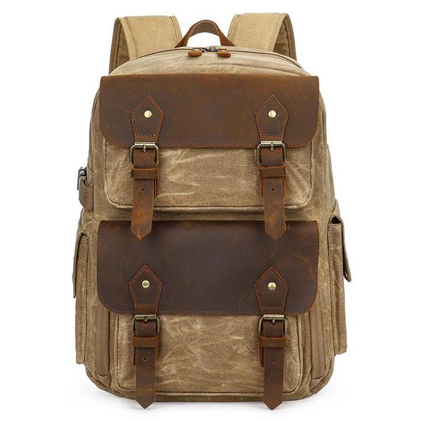 

backpack wax canvas waterproof slr camera fashion travel inner bag daypack