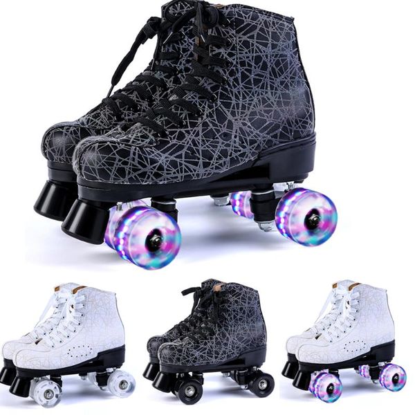 

inline & roller skates 3d printing artificial flash skate shoes woman man quad double row pulley patines 4-wheel pu children skating