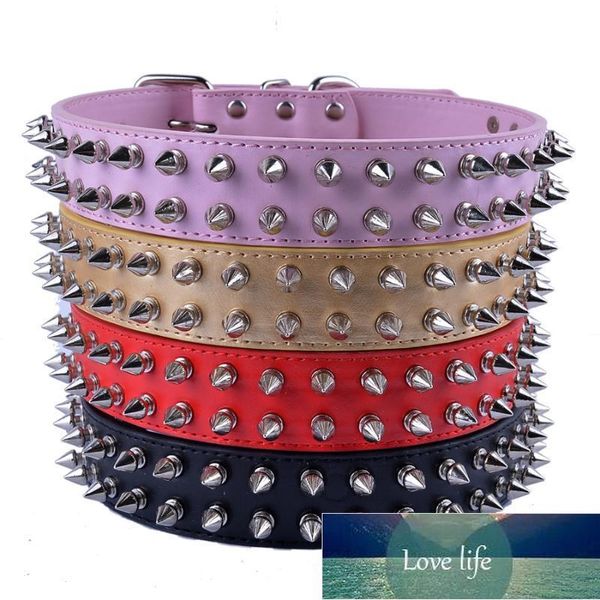 Hundehalsbänder, Leinen, personalisiertes Stachelhalsband, groß, Gold, Schwarz, Rot, Rosa, Pu-Leder für große Hunde, Haustierprodukte, Leinen, Fabrikpreis, Expertendesign, Qualität, neuester Stil