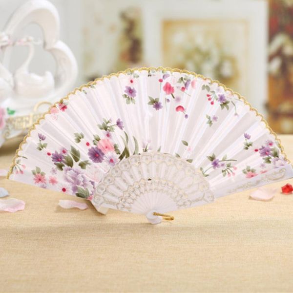 

spanish style party colorful silk fan dance wedding lace folding hand held flower gift favor