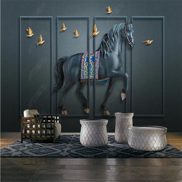 

wallpapers custom 3d stereo mural relief horse modern wallpaper bedroom room wall paper home decor self-adhesive papel de parede