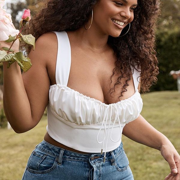 

women's tanks & camis 2021 straps tight-fitting umbilical one-neck sling female ins vests small suspenders short, White