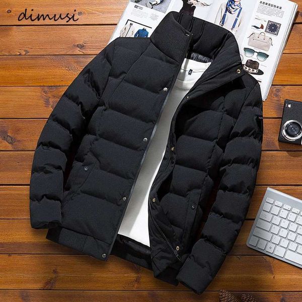 

down & parkas dimusi winter men's jacket fashion men cotton warm padded coats casual outwear slim fit thermal sportwear jackets mens cl, Black