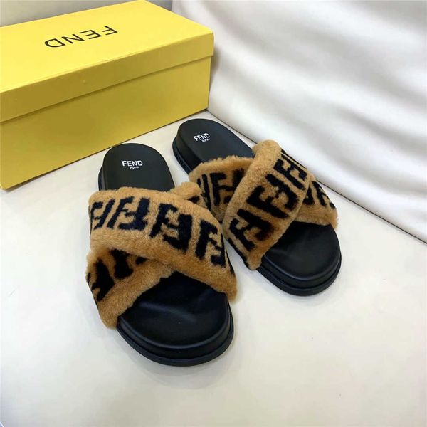 

women 2021 spring summer soft soled outdoor wool cross slippers zlh, Black