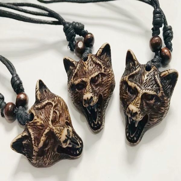 

20 pcs antique wolf head necklace vintage jewelry gift, Silver