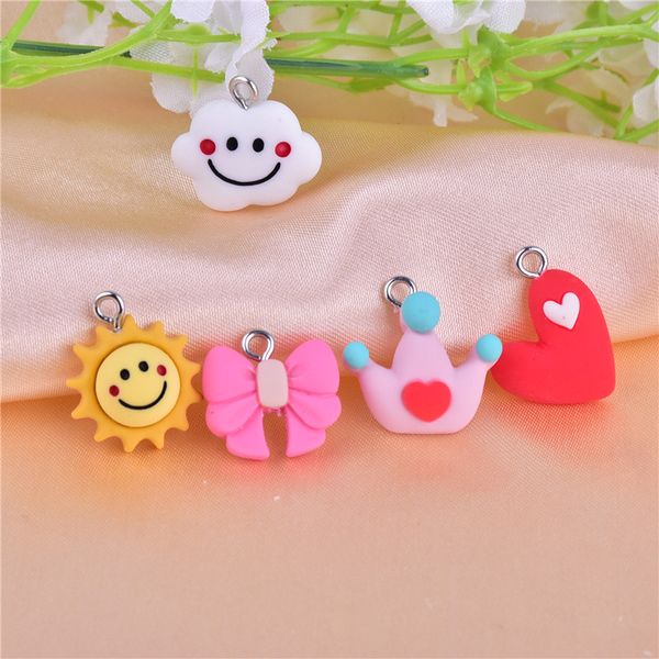

cloud crown heart bow resin earring charms in jewelry making, Bronze;silver