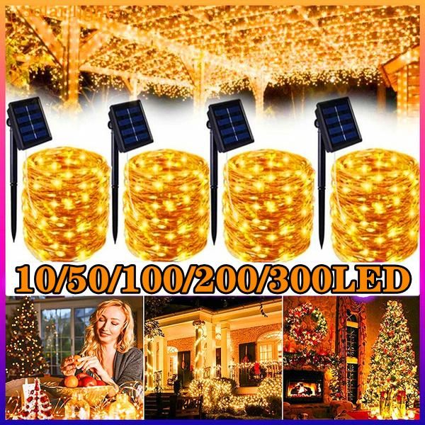 

strings solar led outdoor string lights waterproof fairy holiday party christmas wedding decoration 10/50/100/200/300 light