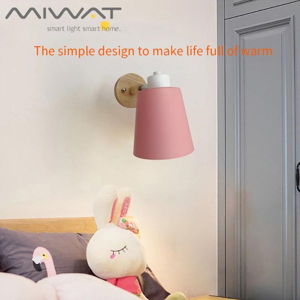 

wall lamps nordic sconces wooden lamp e27 ac 90-260v led bulb bedroom dining room el creative macaroon