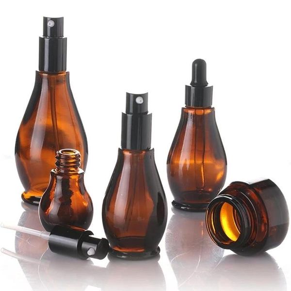 

storage bottles & jars empty spray bottle amber glass travel refillable portable shampoo perfume liquid atomizer dropper pump