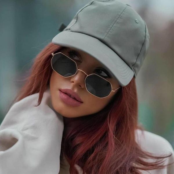 

sunglasses strong 2021 trendy rectangle small sun glasses men women travel metal frame polygonal cute points oculos, White;black